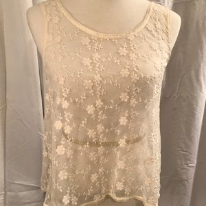 Split Back Lace Tank Top